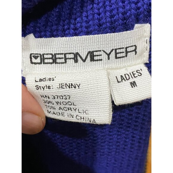 Vintage 70s Obermeyer Womens Ski Sweater M Blue Wool Blend Half-Zip Nordic Style - Picture 4 of 9